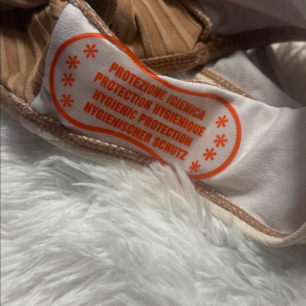 NWOT From Amazon Youth 10-11 Size Ribbed 2 Piece Cream And Light Tan Swim Set - Picture 6 of 13